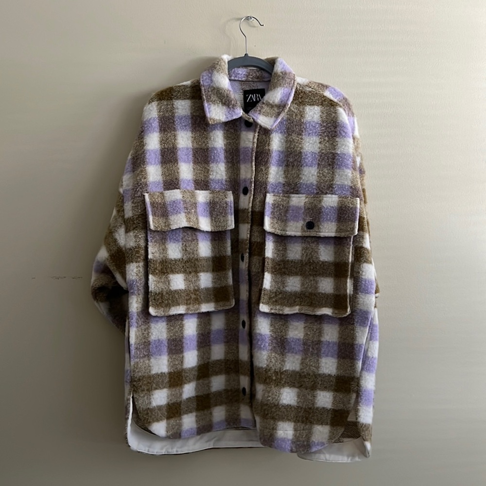 Zara Plaid Overshirt Coat Shacket